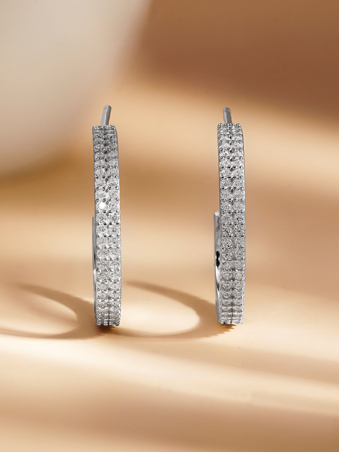 925 Fine Silver Sparkling Zirconia Half-Hoop Earrings