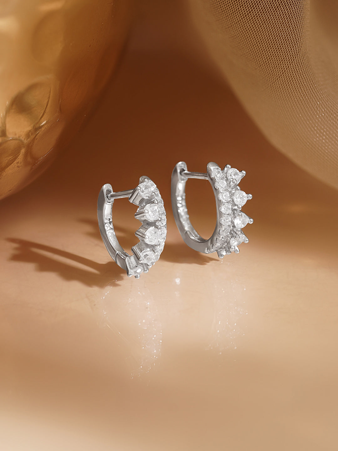 925 Fine Silver Zirconia Minimal Hoop Earrings