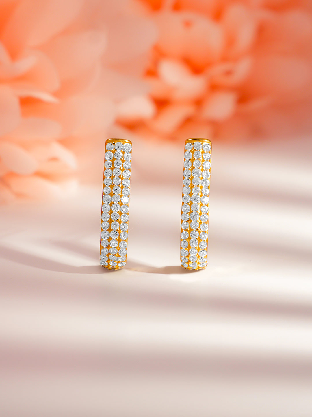925 Fine Silver Pave Crystal Half Hoop Studs