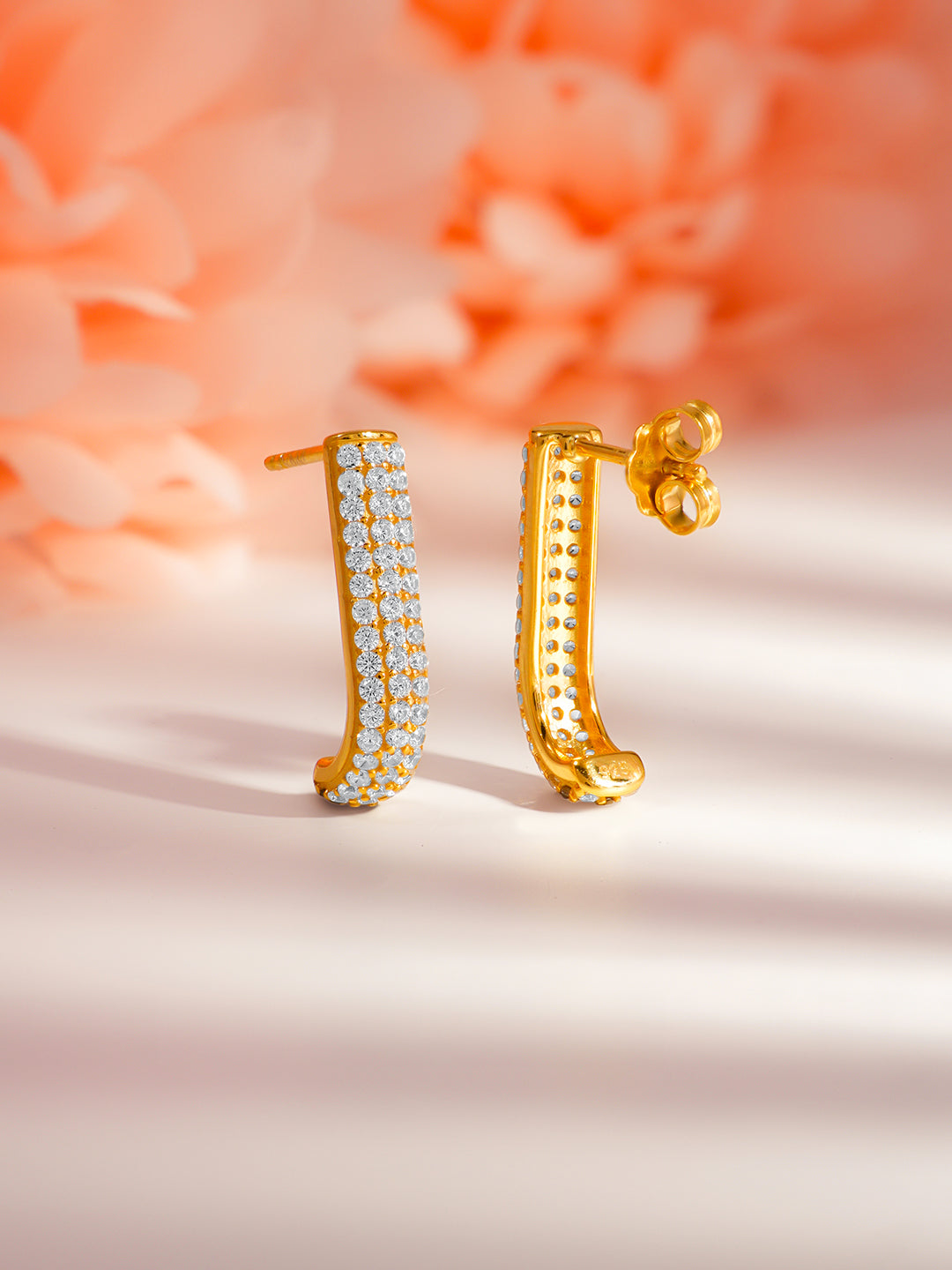 925 Fine Silver Pave Crystal Half Hoop Studs