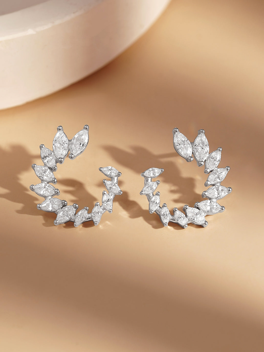 925 Fine Silver Crystal Vine Statement Earrings
