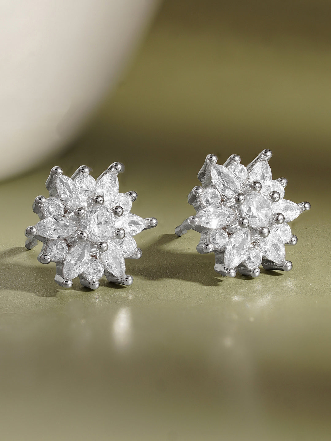 925 Fine Silver Mini Crystal Stud Earrings