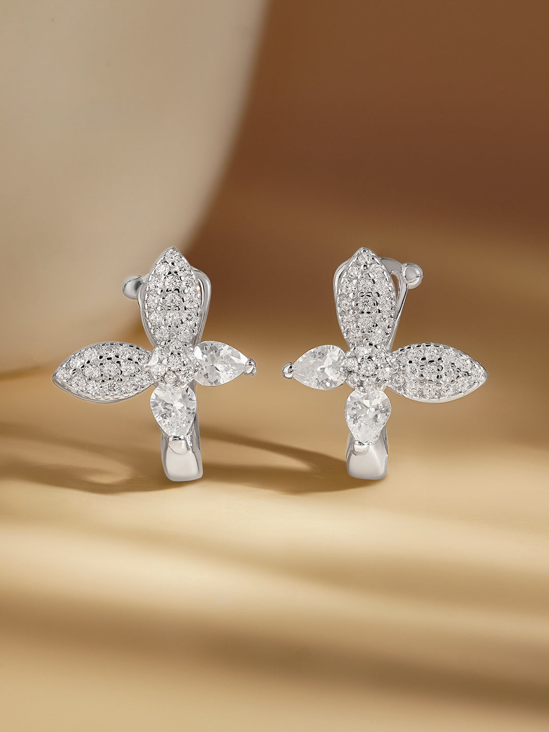 925 Fine Silver Zirconia Butterfly Stud Earrings