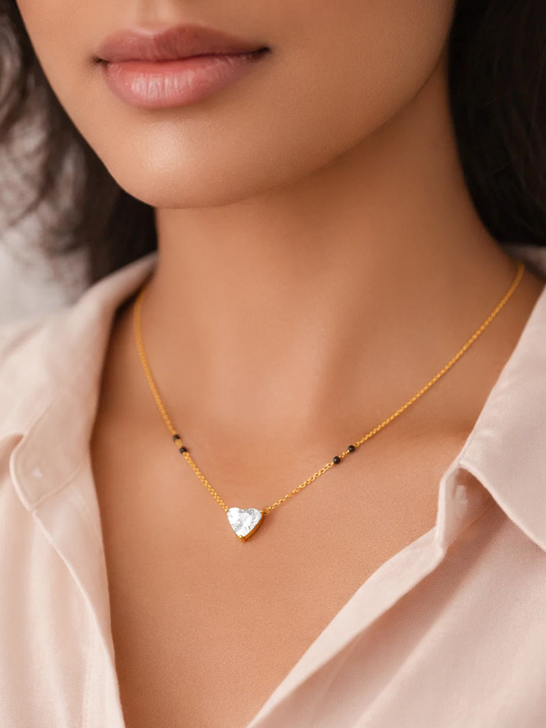 925 Fine  Silver Crystal Drop Mangalsutra