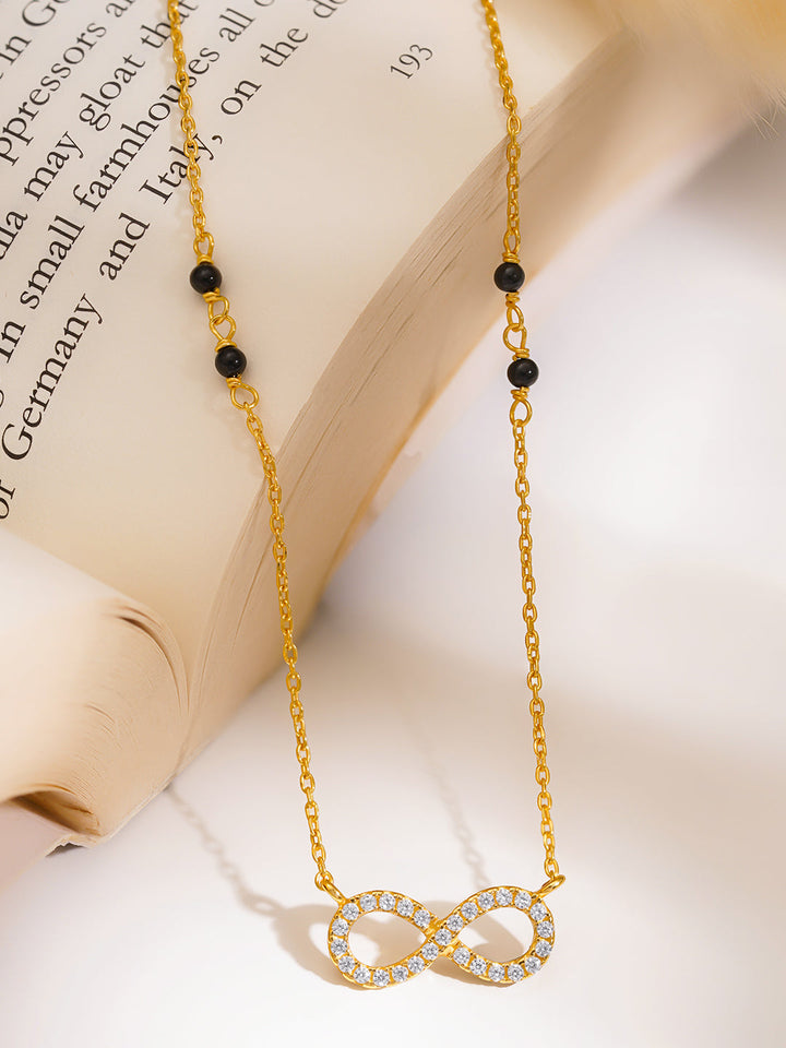 925 Fine  Silver Diamond Infinity Mangalsutra Necklace
