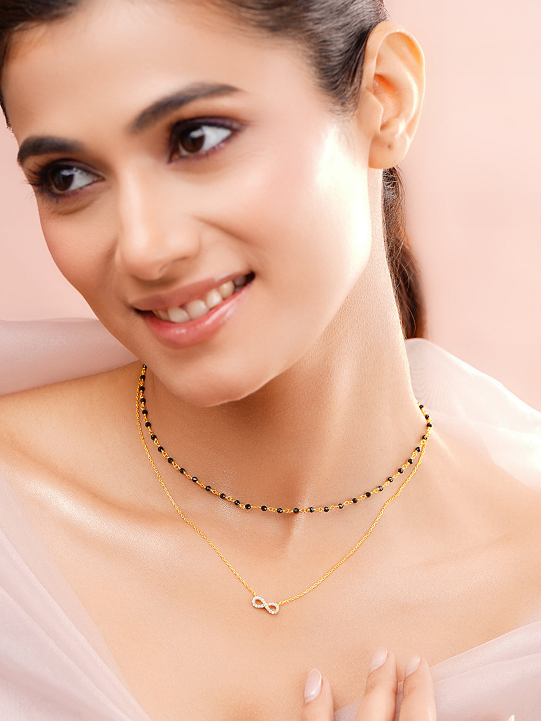 925 Fine  Silver Infinity Double Chain Mangalsutra