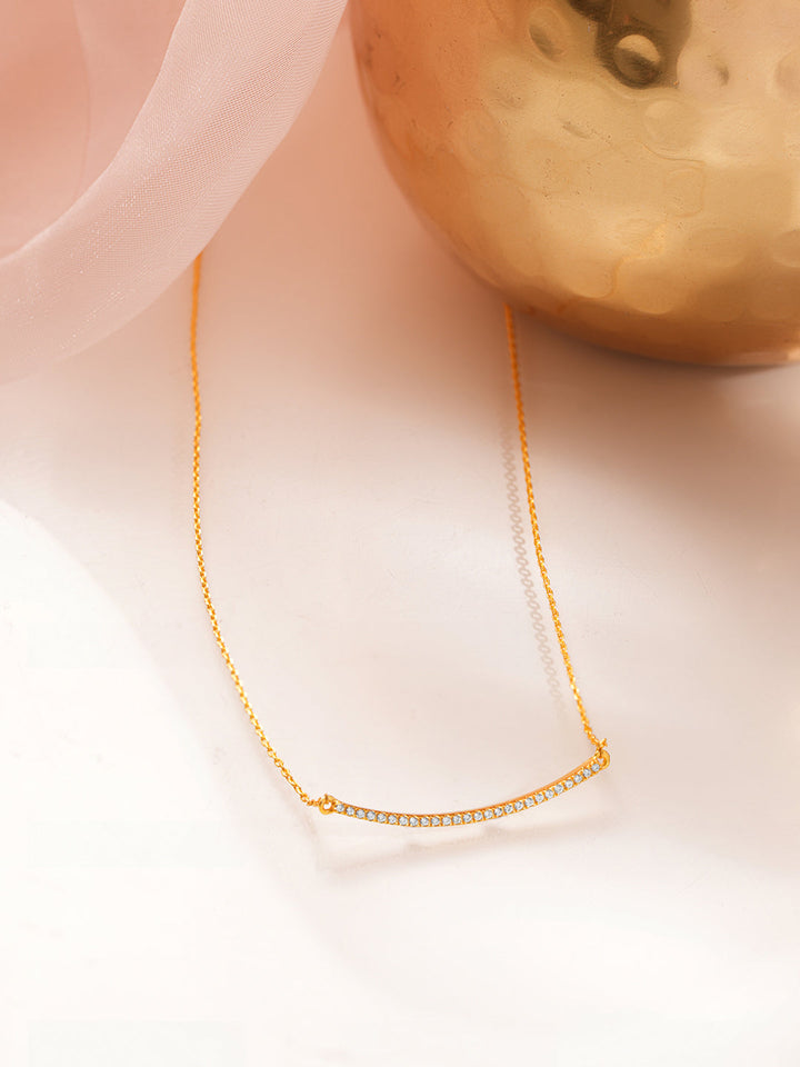 925 Fine Silver Minimal Diamond Bar Necklace