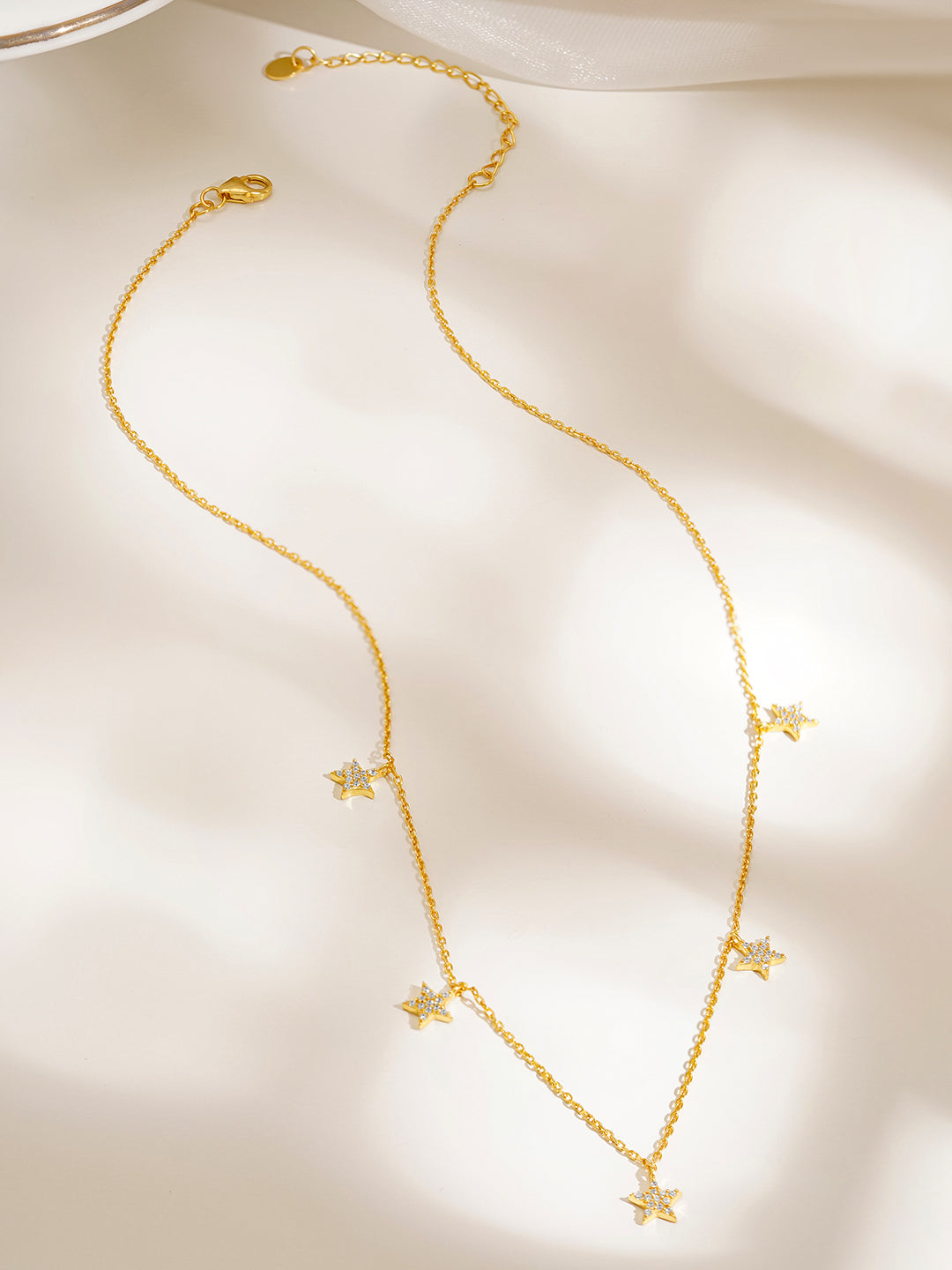 925 Fine Silver Sparkling Star Charm Necklace