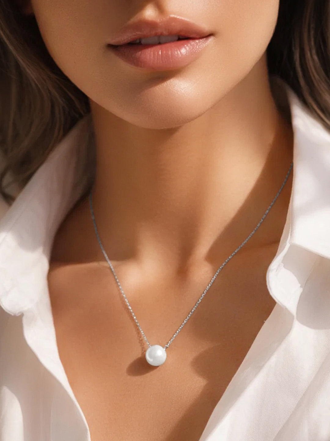 925 Fine Silver Pearl Glow Pendent Necklace