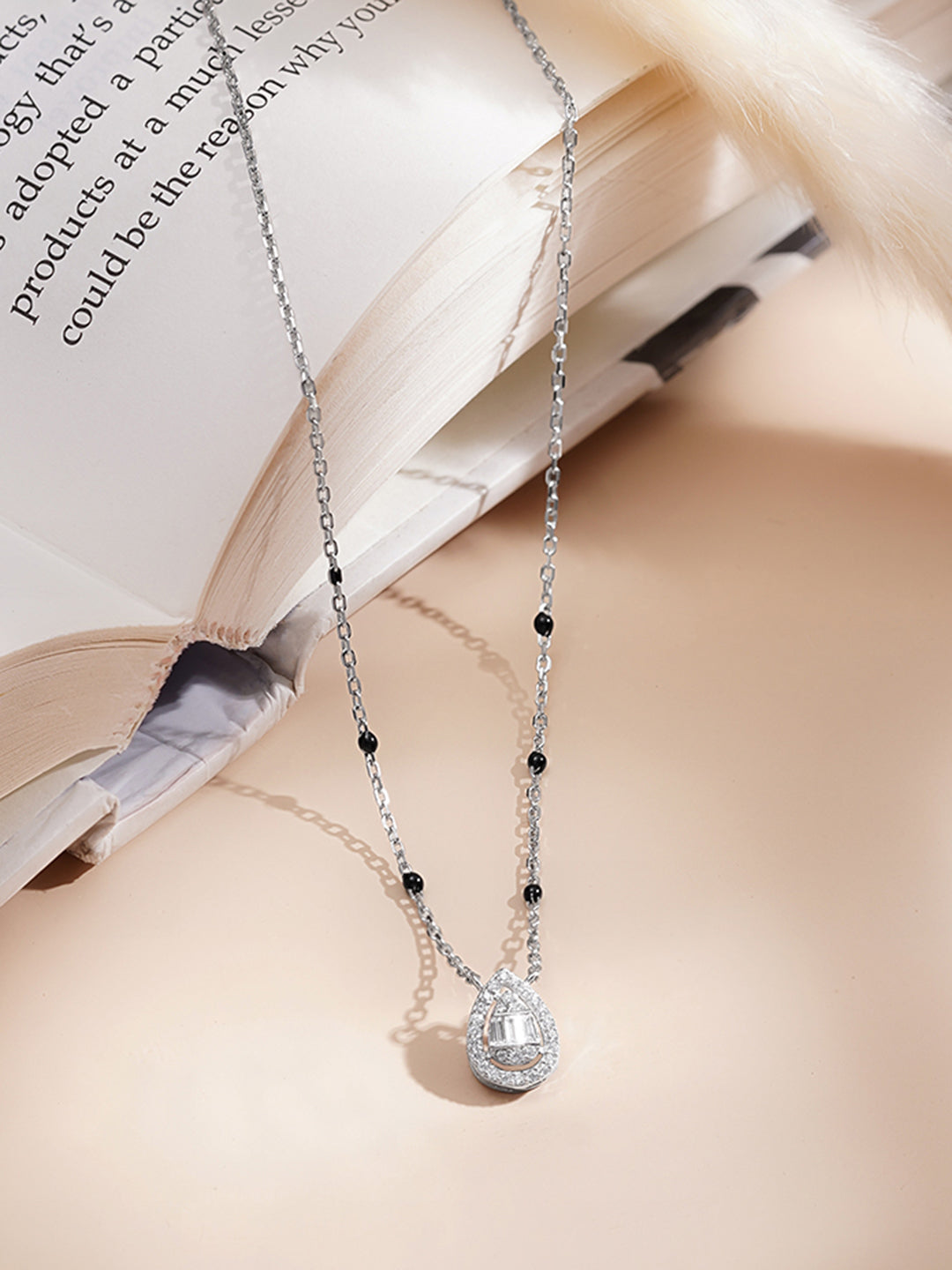925 Fine Silver Tear Drop Pendant Necklace