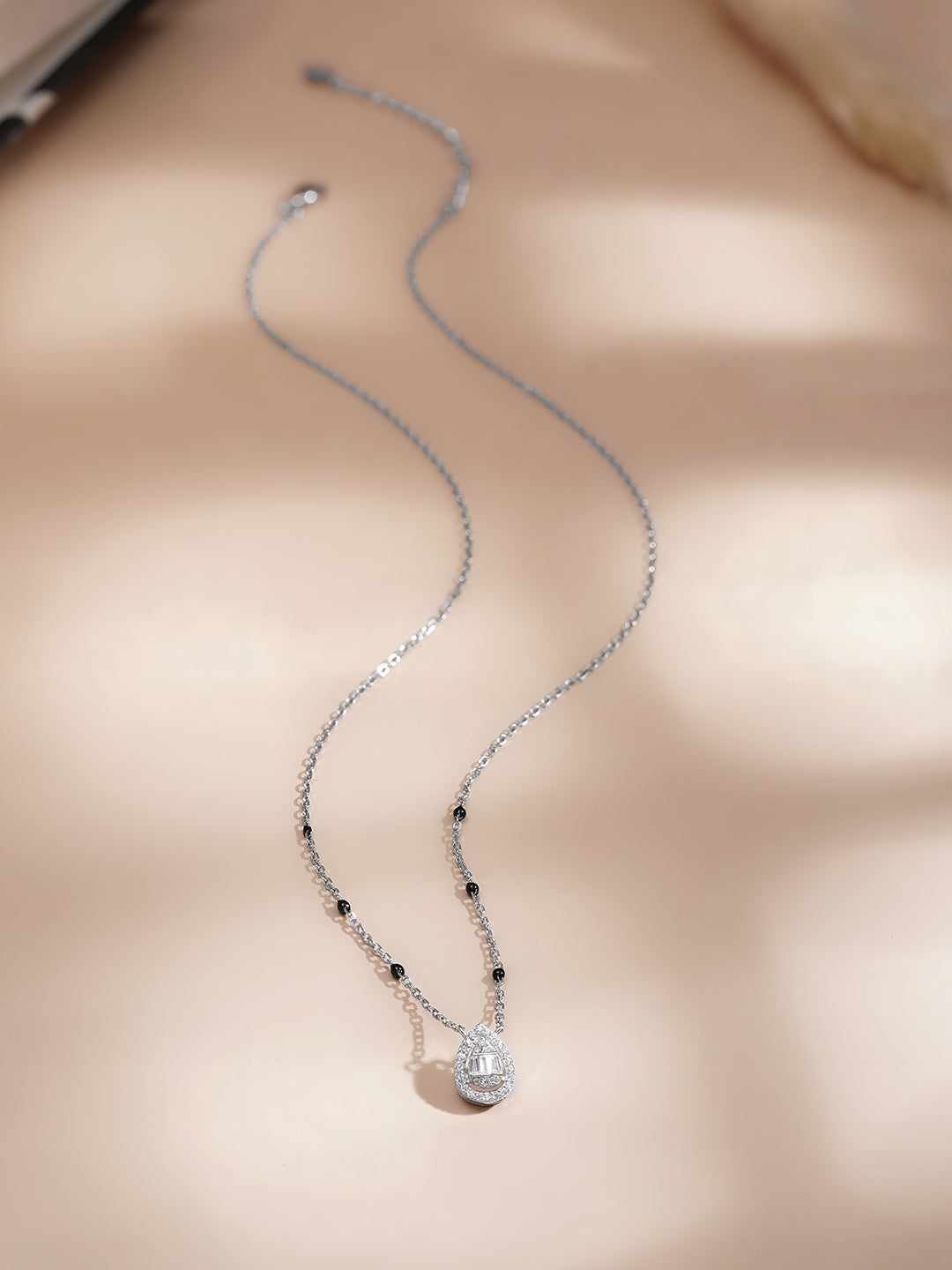 925 Fine Silver Tear Drop Pendant Necklace