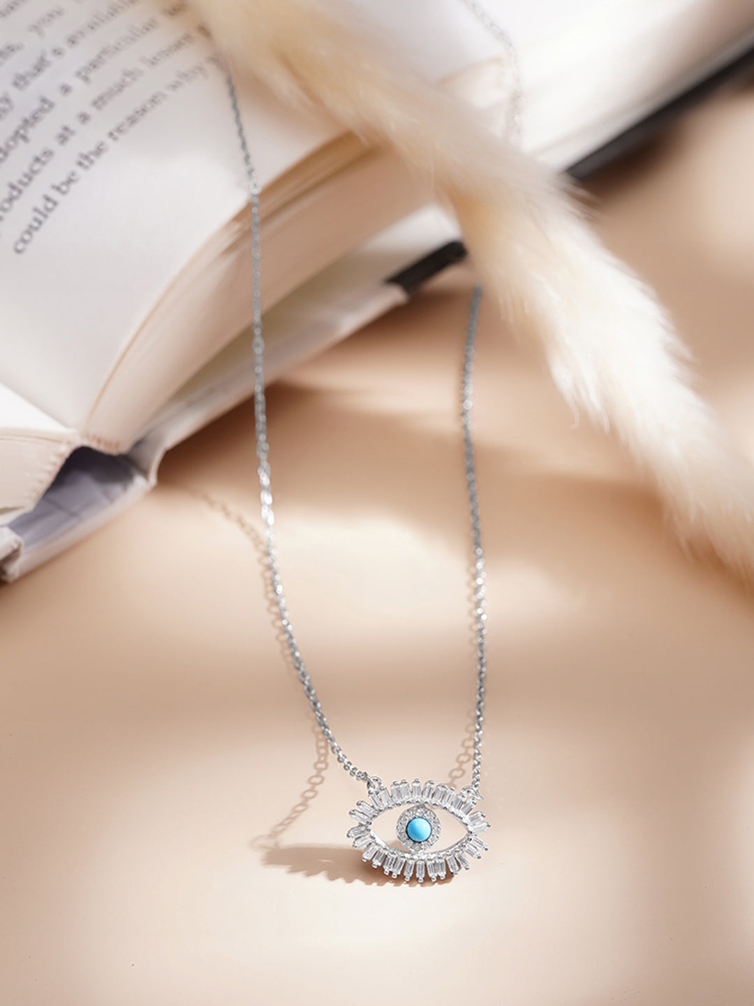 925 Fine Silver Turkish Evil Eye Charm Necklace