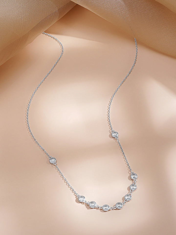 925 Fine Silver Crystal Charm Necklace