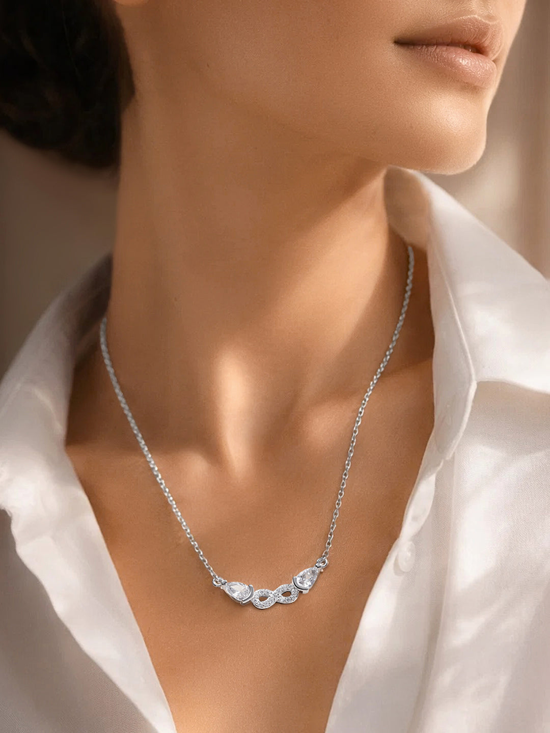 925 Fine Silver Crystal Cluster Necklace