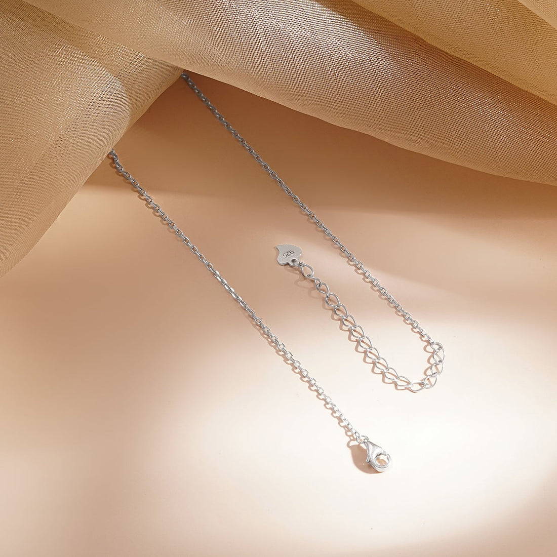 925 Fine Silver Crystal Layered Chain Necklace