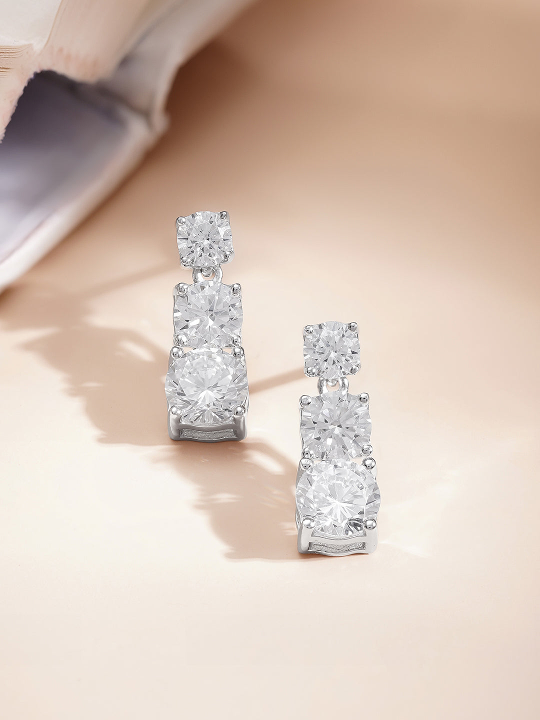 925 Fine Silver Diamond Cascade Pendant Set