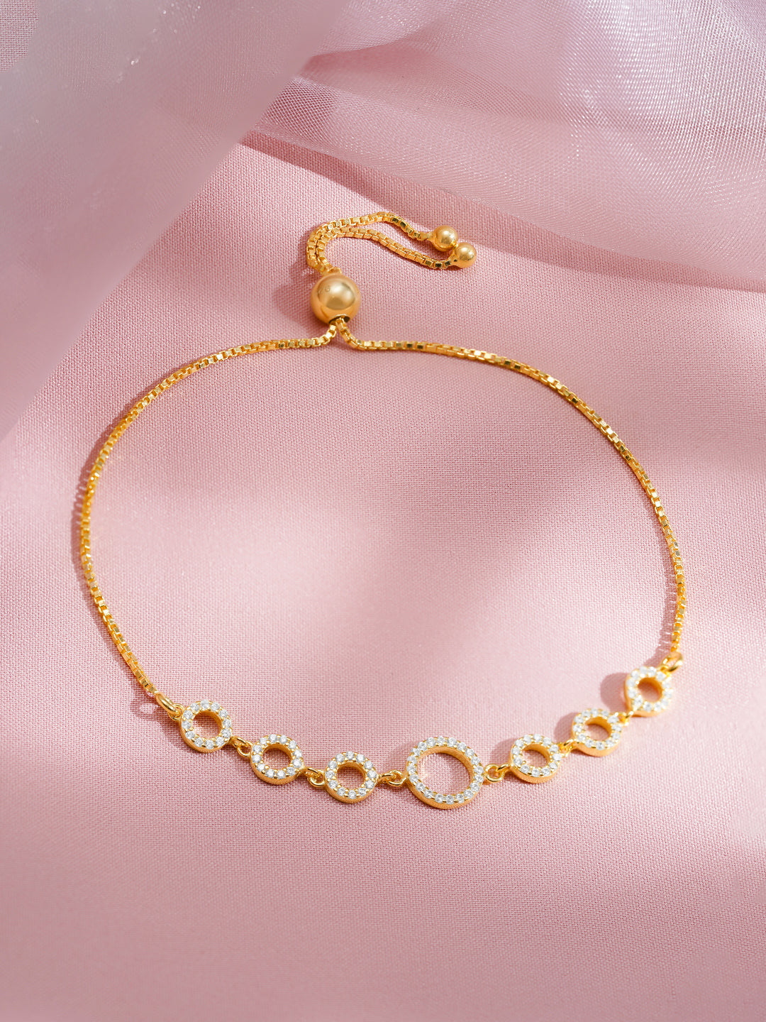 925 Fine Silver Sparkling Zirconia Adjustable Bracelet