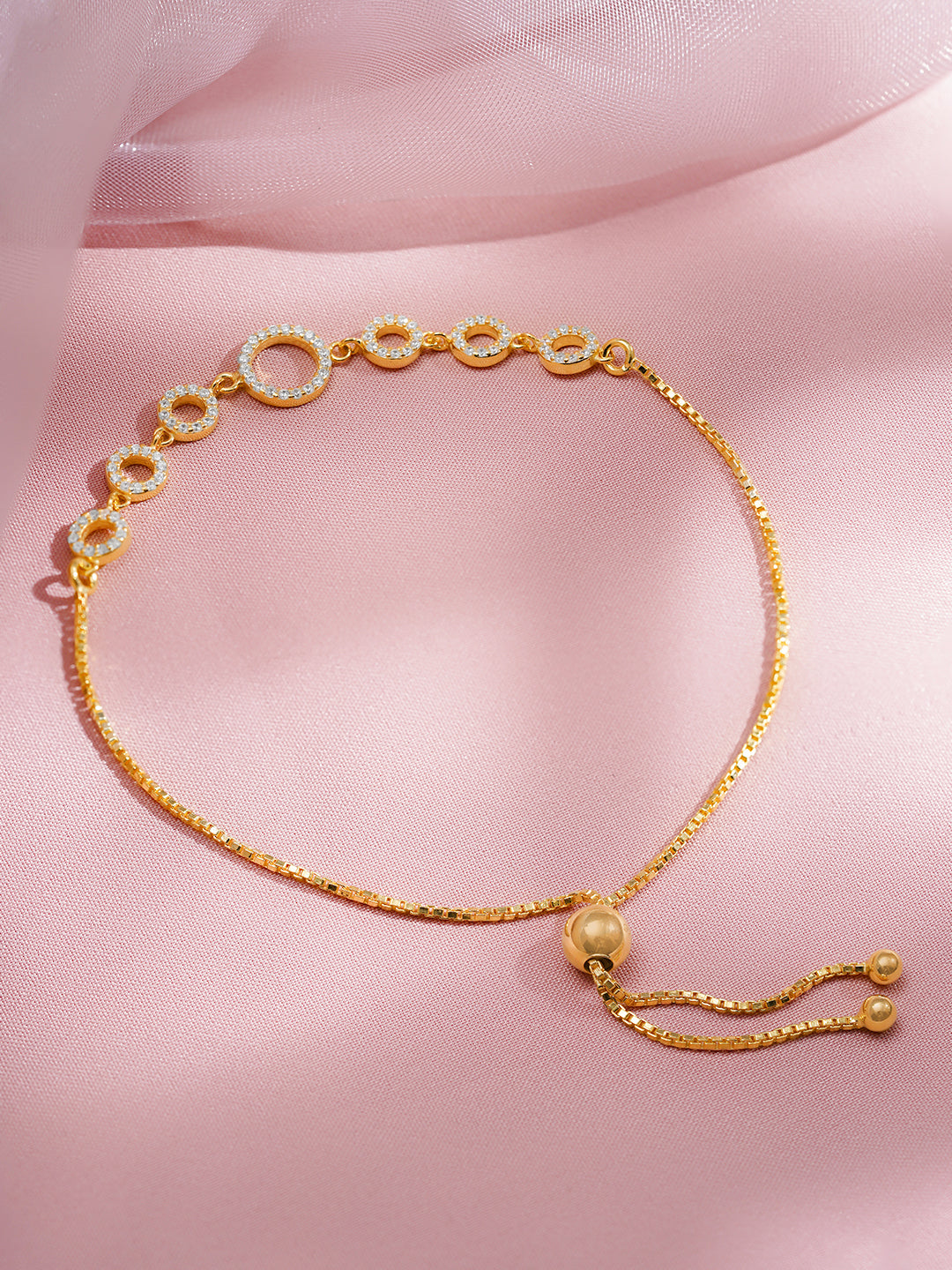 925 Fine Silver Sparkling Zirconia Adjustable Bracelet
