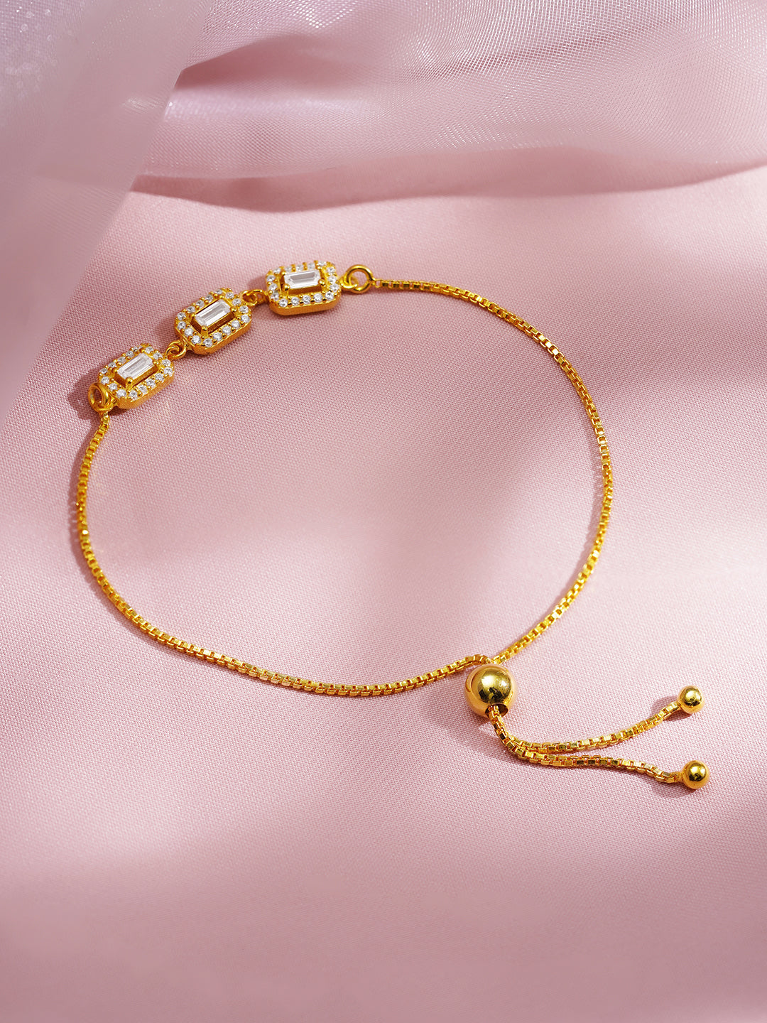 925 Fine Silver Crystal Diamond Adjustable Bracelet