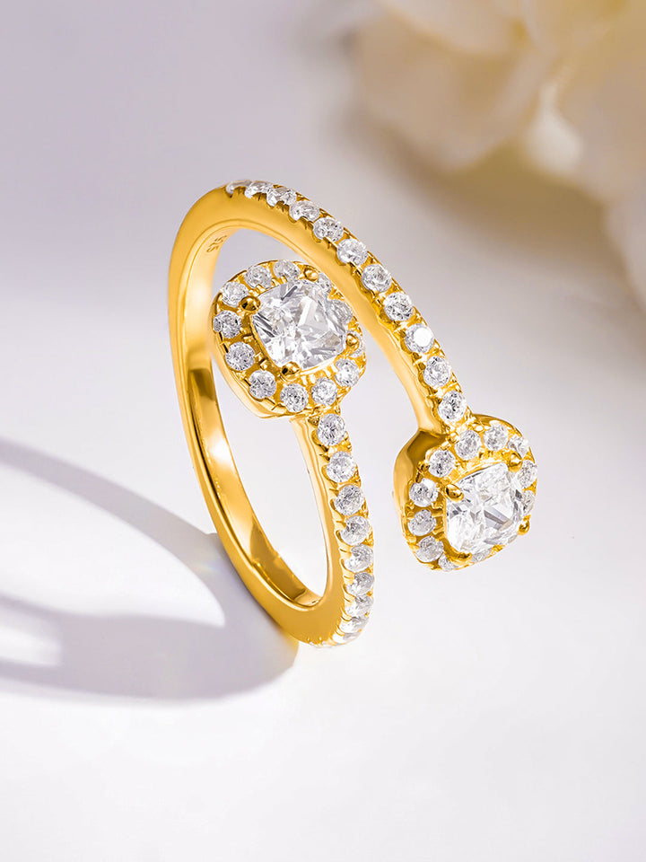 925 Fine  Silver Twin Cluster Wrap Ring
