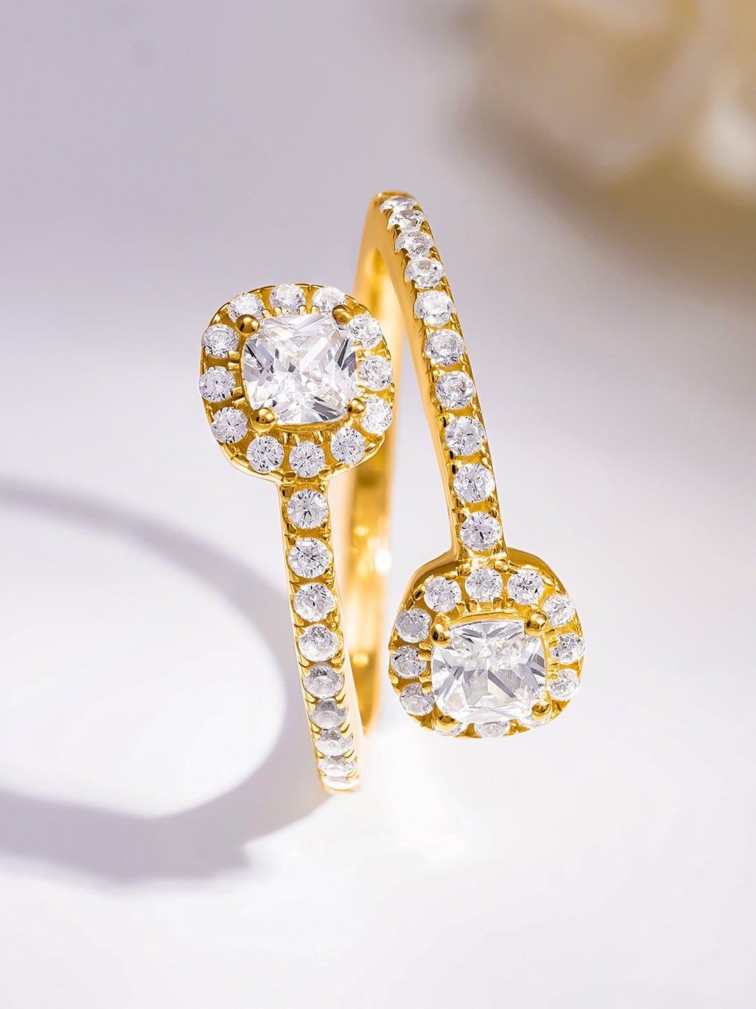 925 Fine  Silver Twin Cluster Wrap Ring