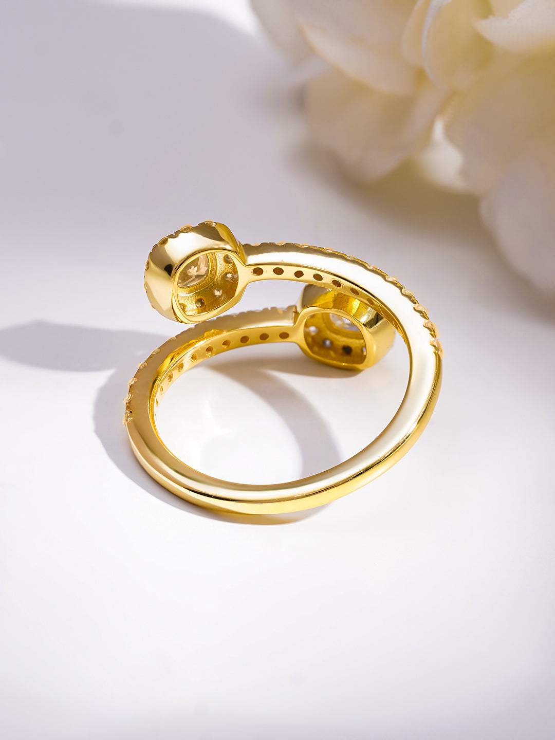 925 Fine  Silver Twin Cluster Wrap Ring