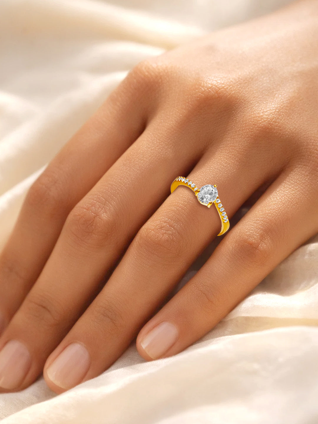 925 Fine  Silver Diamond Shine Statement Ring