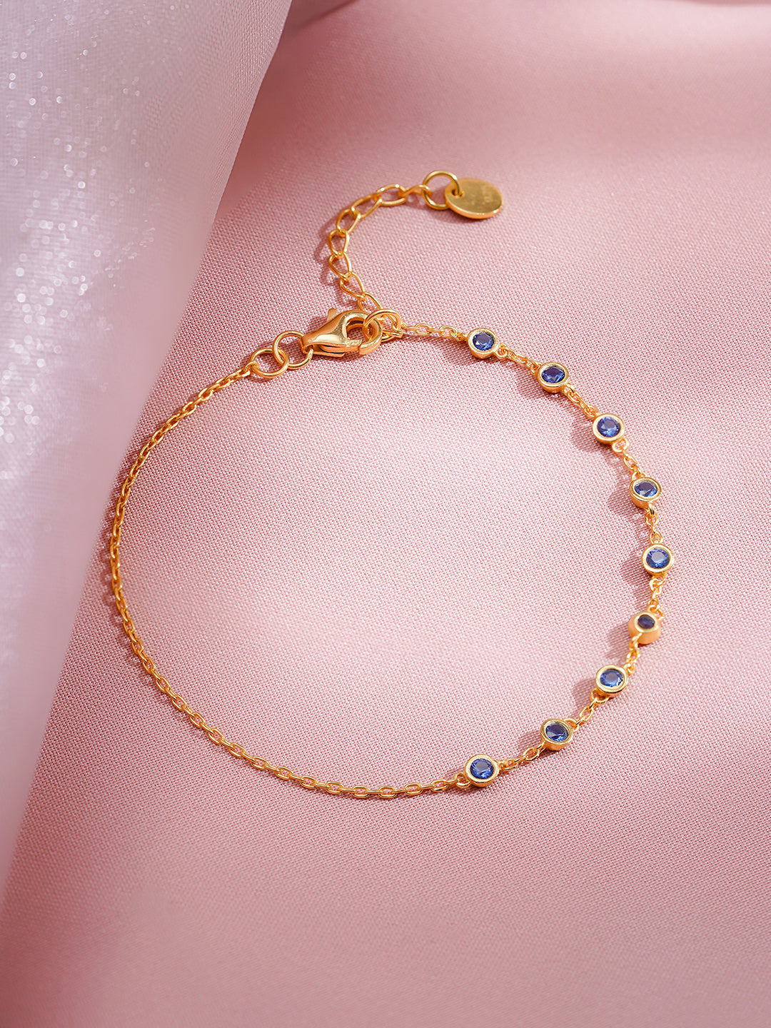 925 Fine Silver Sparkling Blue Crystal Bracelet