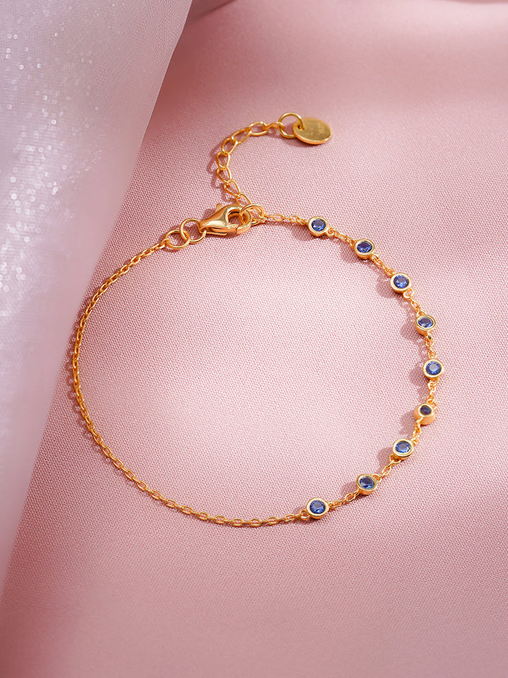 925 Fine Silver Sparkling Blue Crystal Bracelet