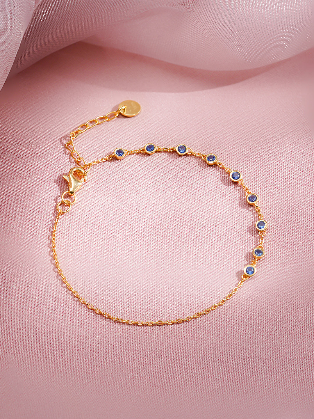 925 Fine Silver Sparkling Blue Crystal Bracelet