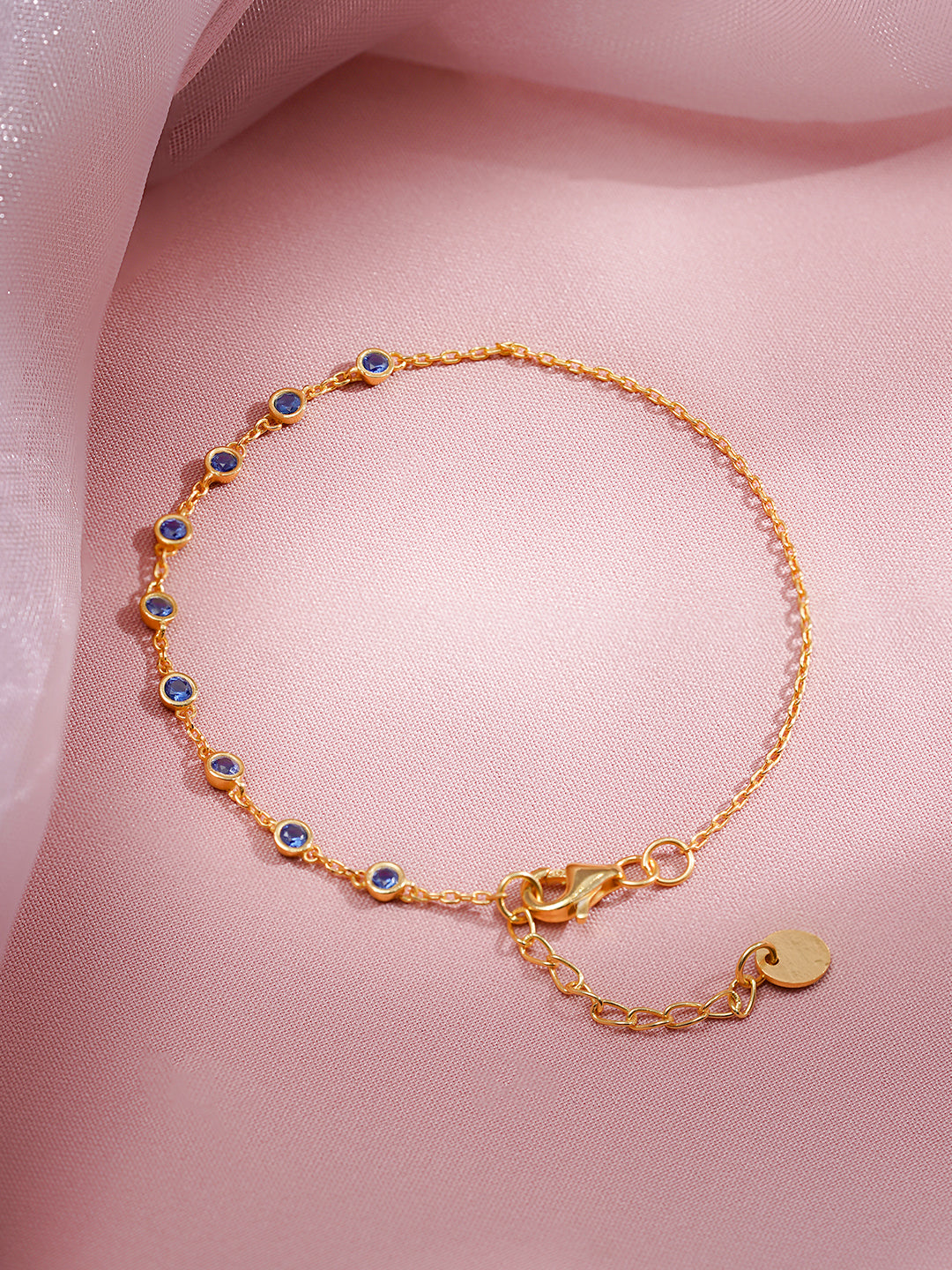 925 Fine Silver Sparkling Blue Crystal Bracelet
