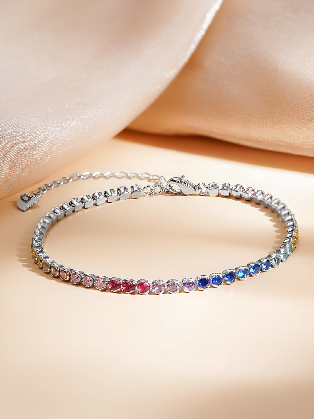 925 Fine Silver Rainbow Crystal Bracelet