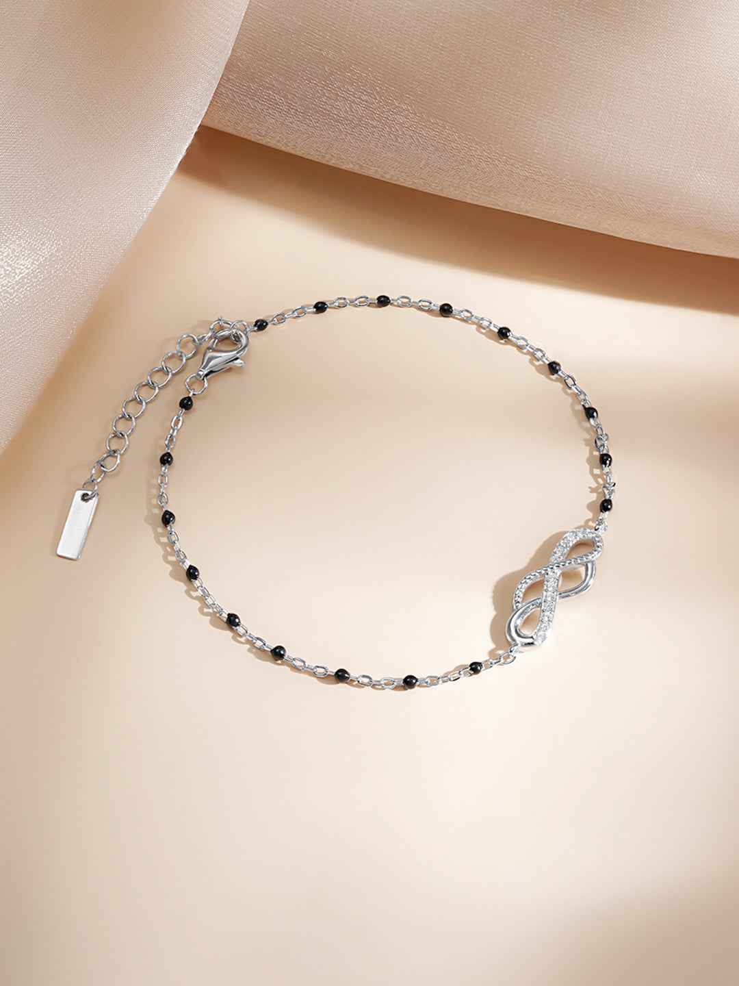 925 Fine Silver Infinity Love Charm Bracelet