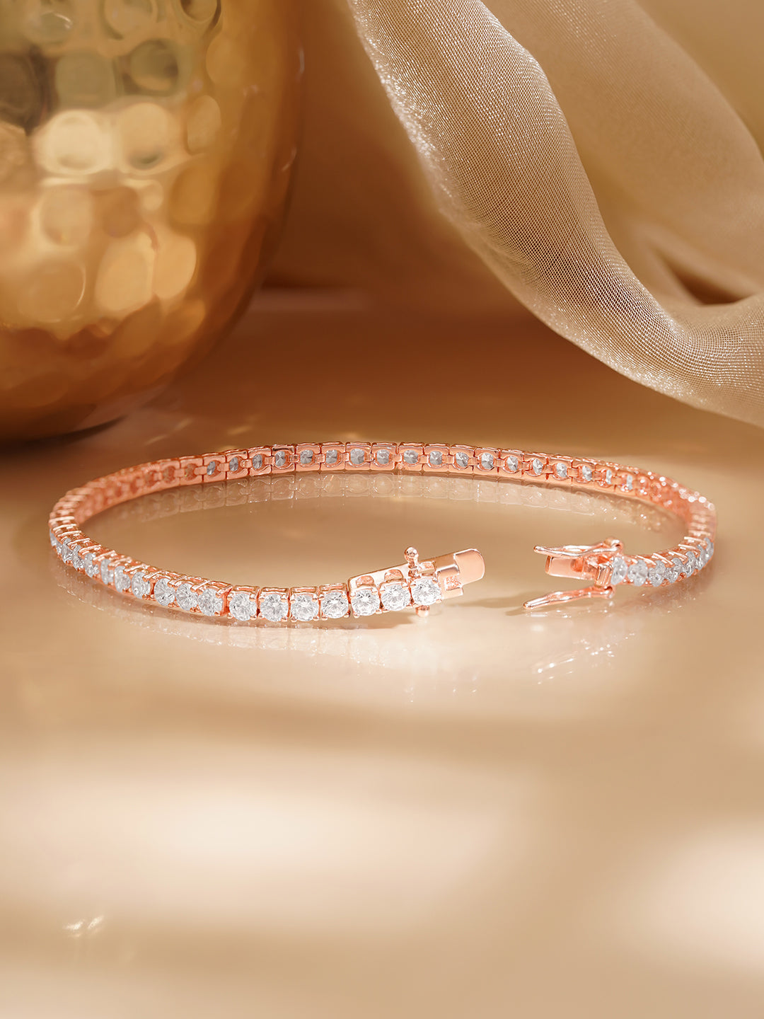 925 Fine Silver Rose Gold Tennis Bracelet