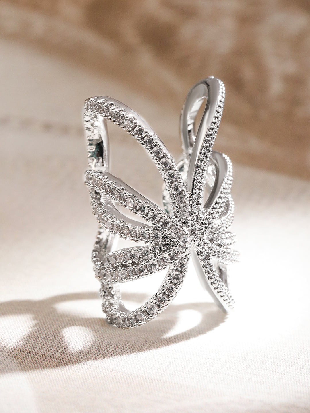 Butterfly Motif Silver Toned Ear Cuffs