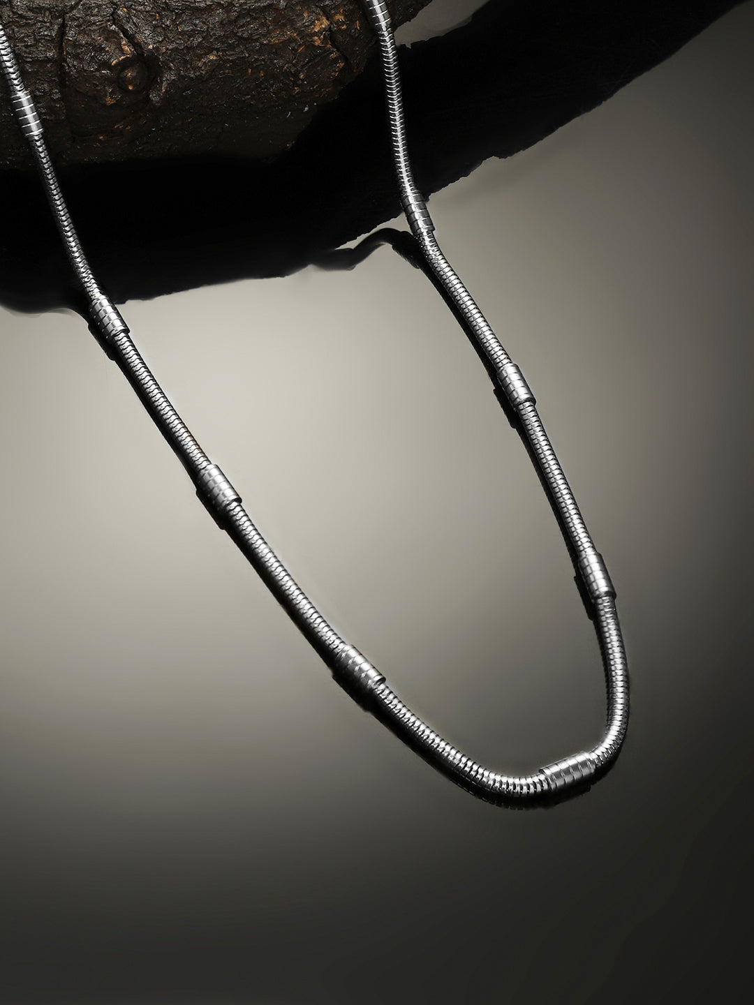 Sleek Oxidized Tube-Link Necklace