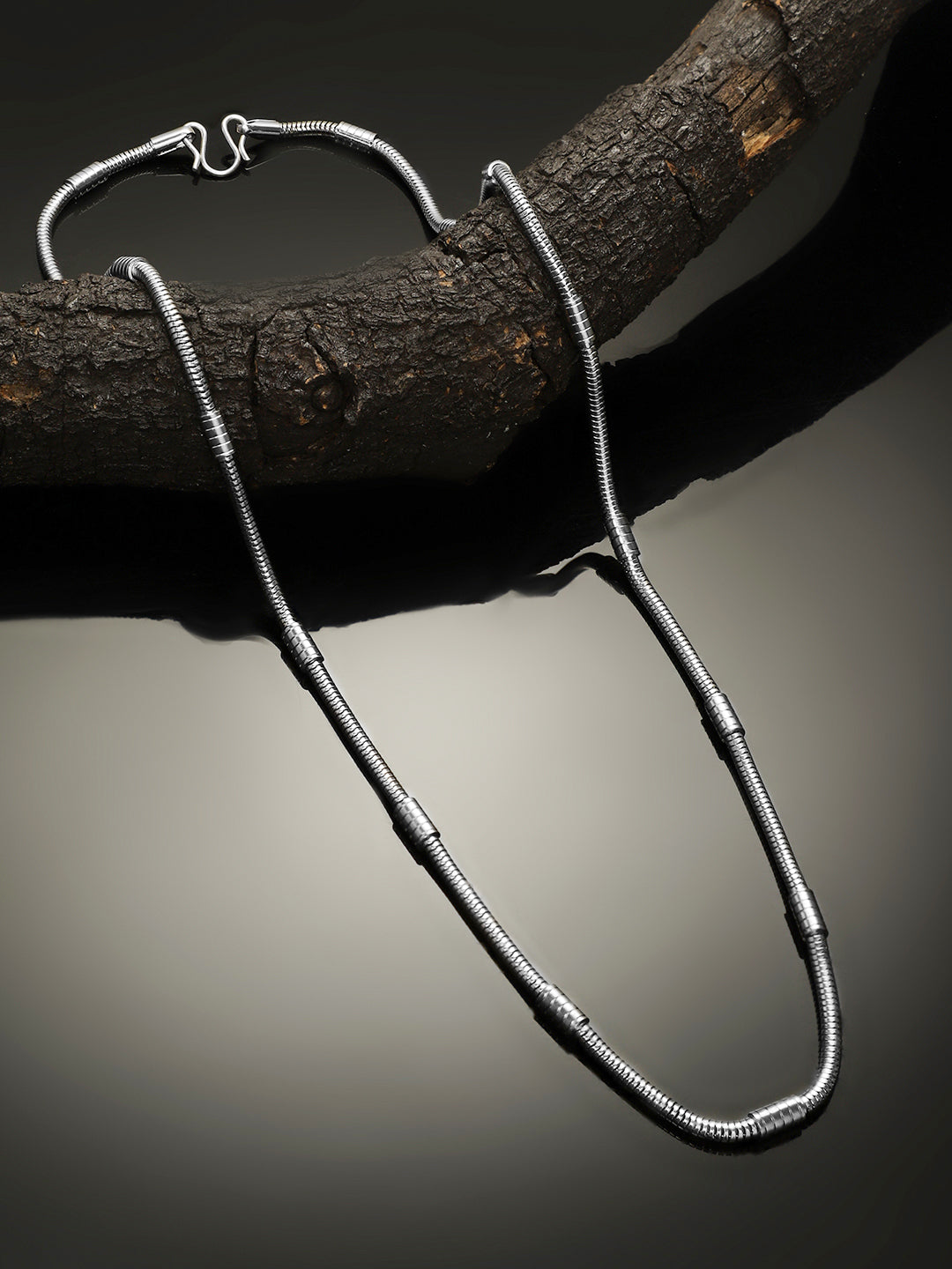 Sleek Oxidized Tube-Link Necklace