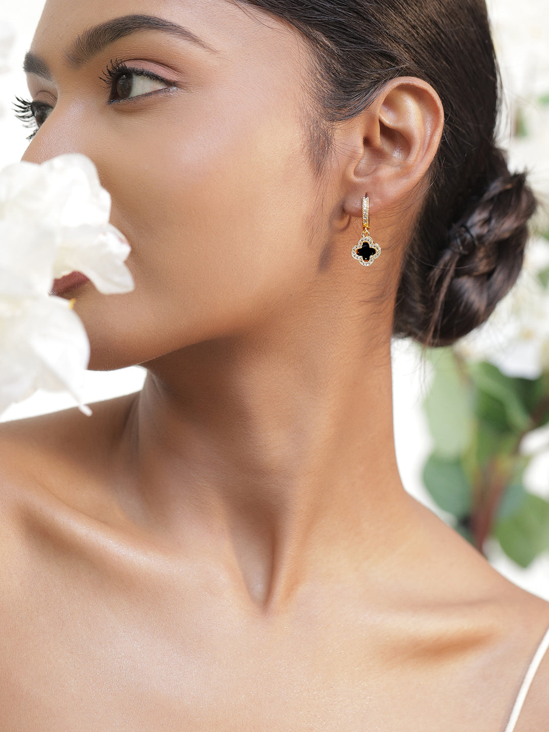 Minimal Glam American Diamond Zirconia Floral Hoops