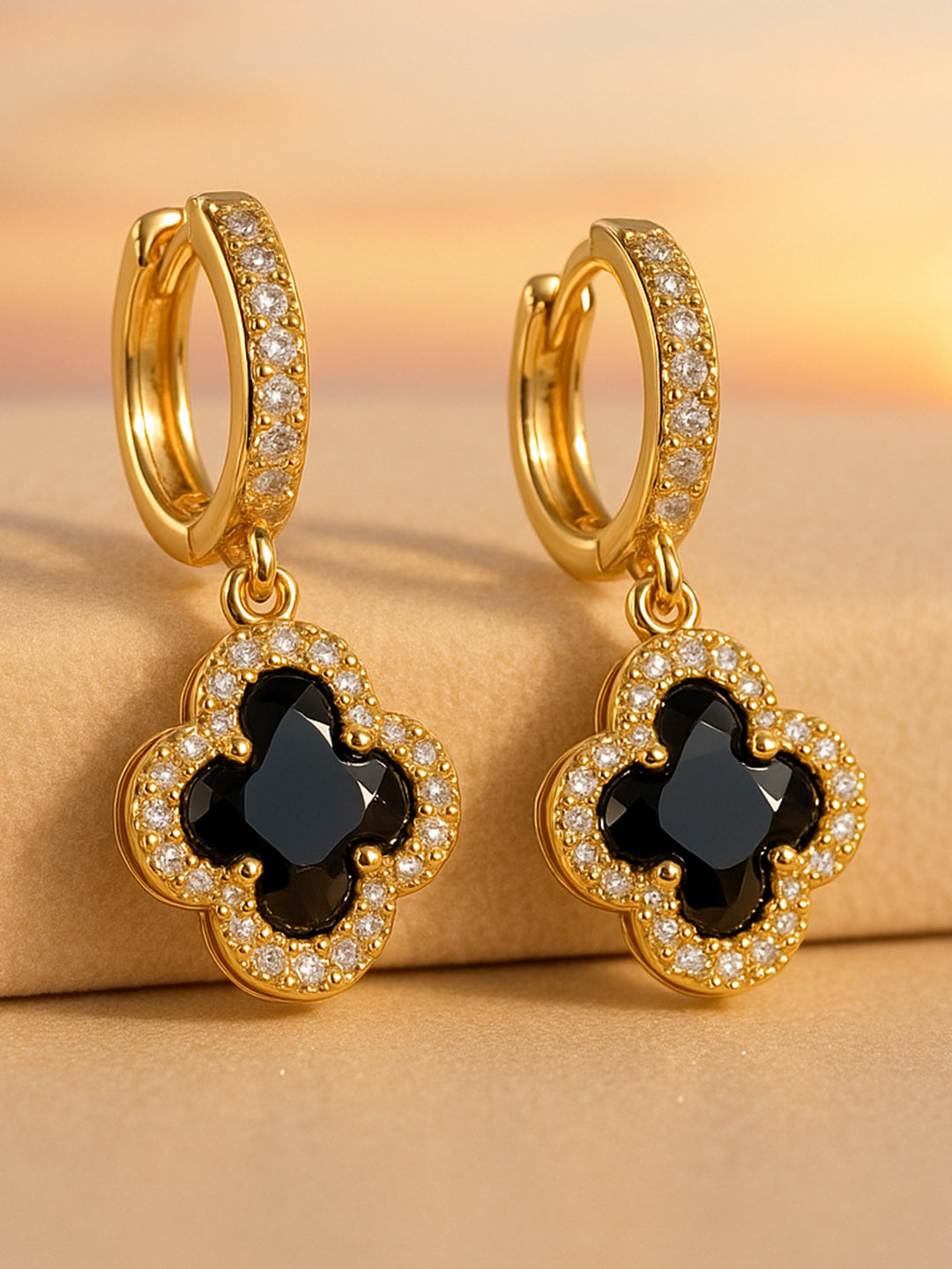 Minimal Glam American Diamond Zirconia Floral Hoops