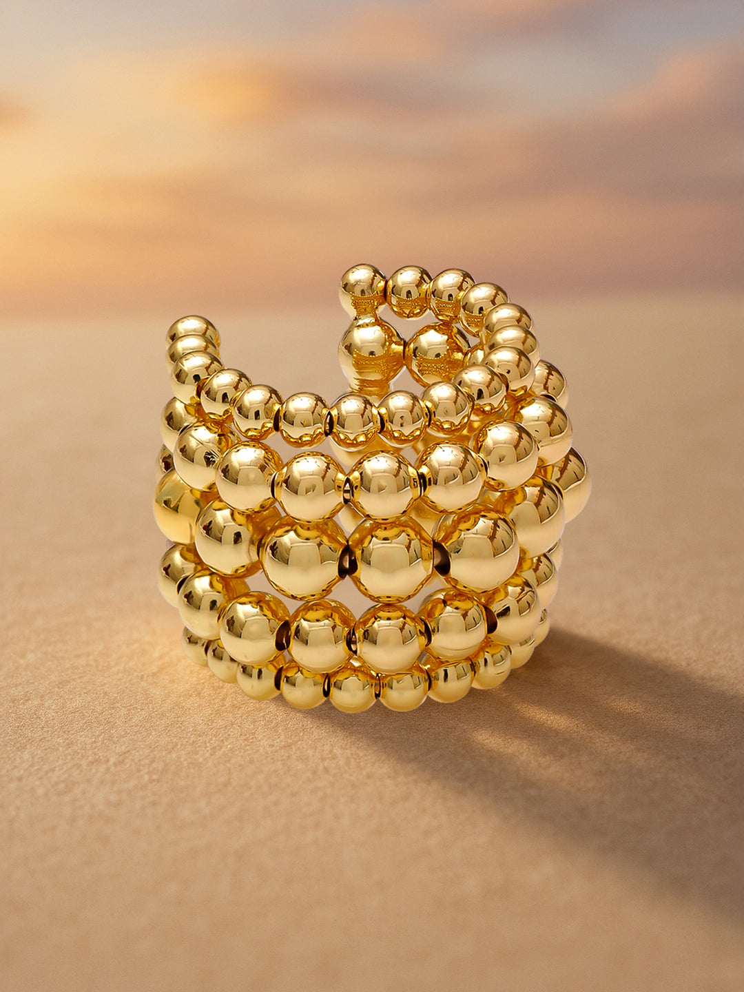 Layered Gold Beaded Ear Cuffs