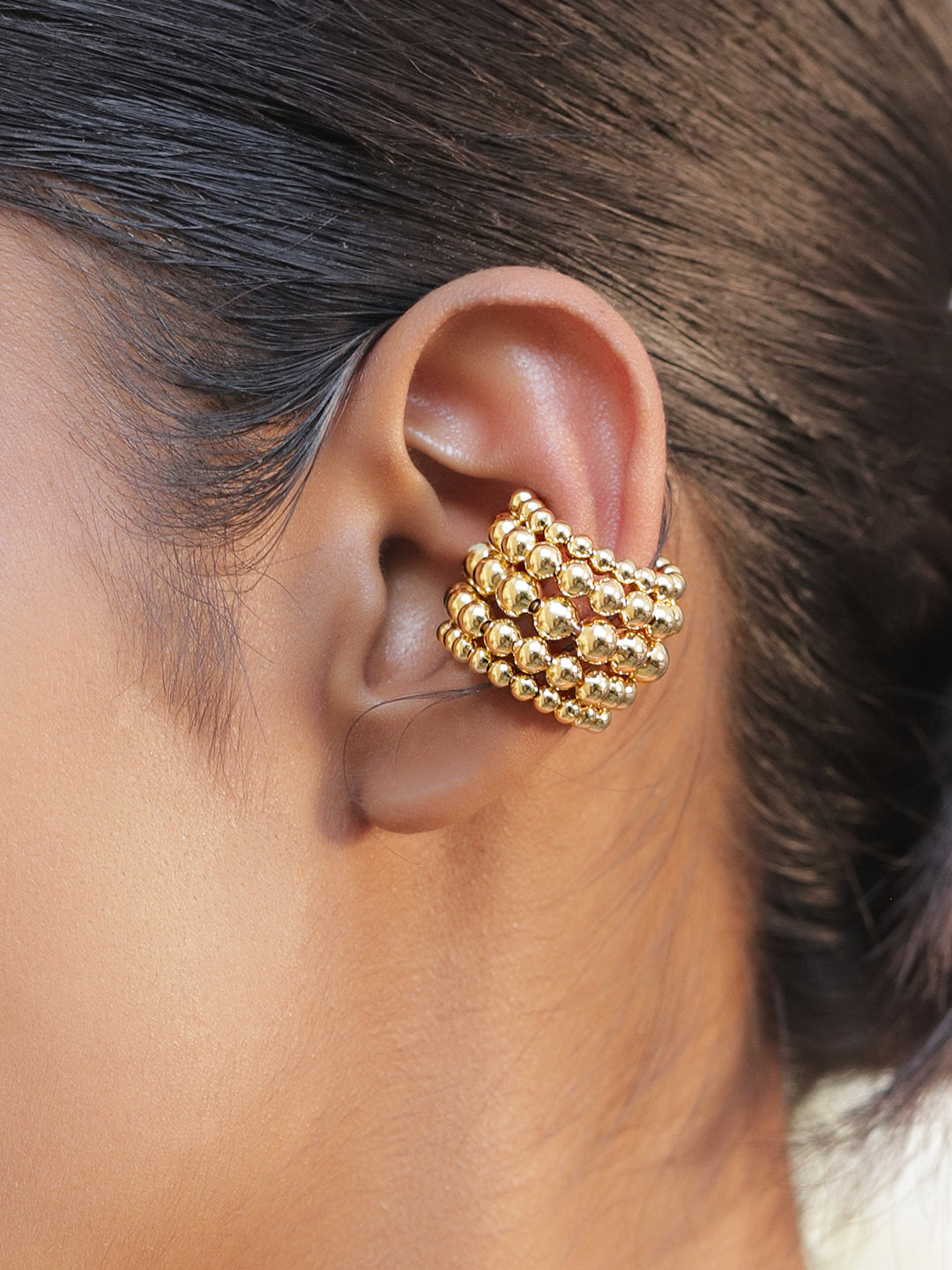 Layered Gold Beaded Ear Cuffs