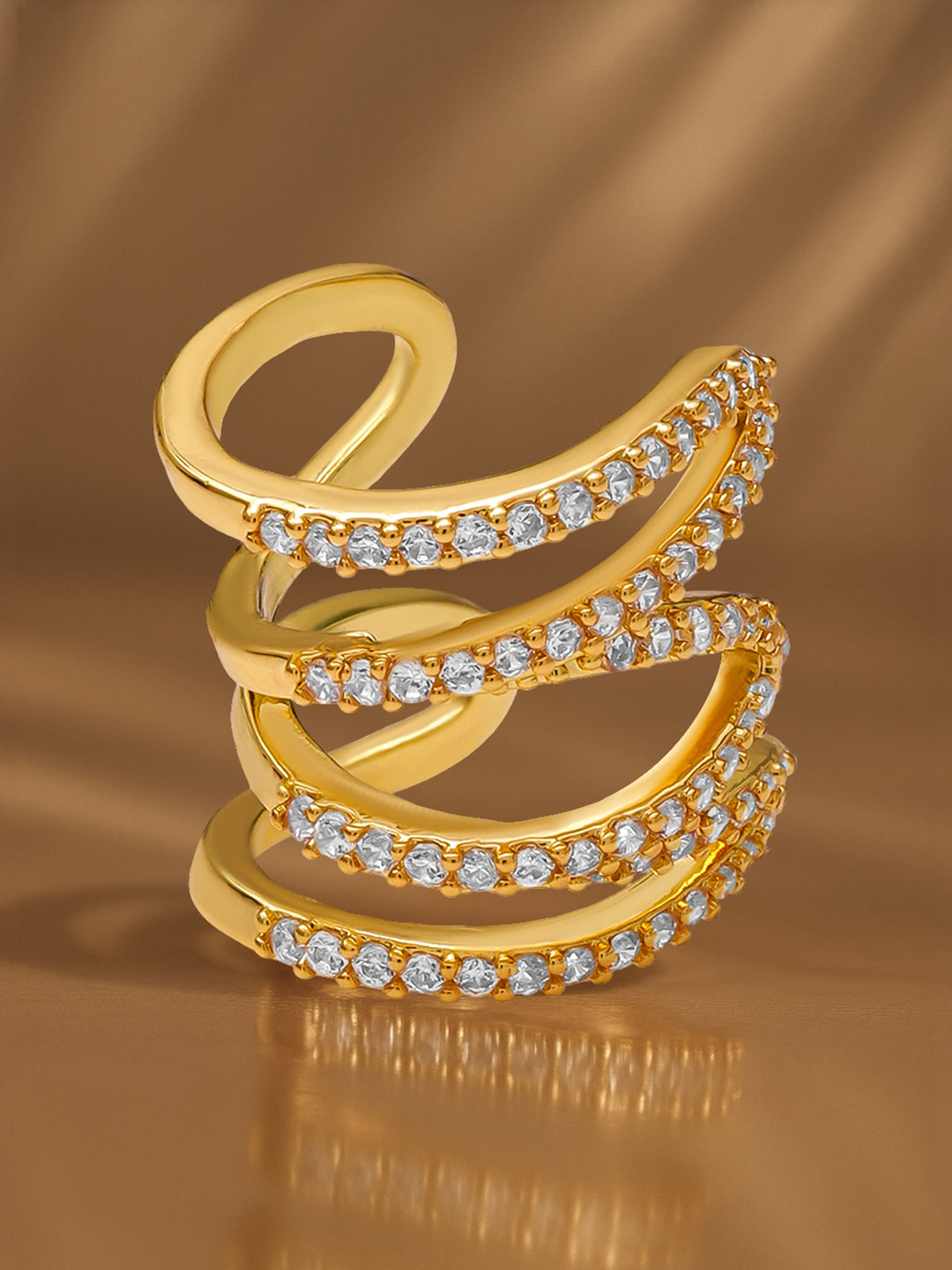 Golden Spiral CZ Shine Ear Cuff