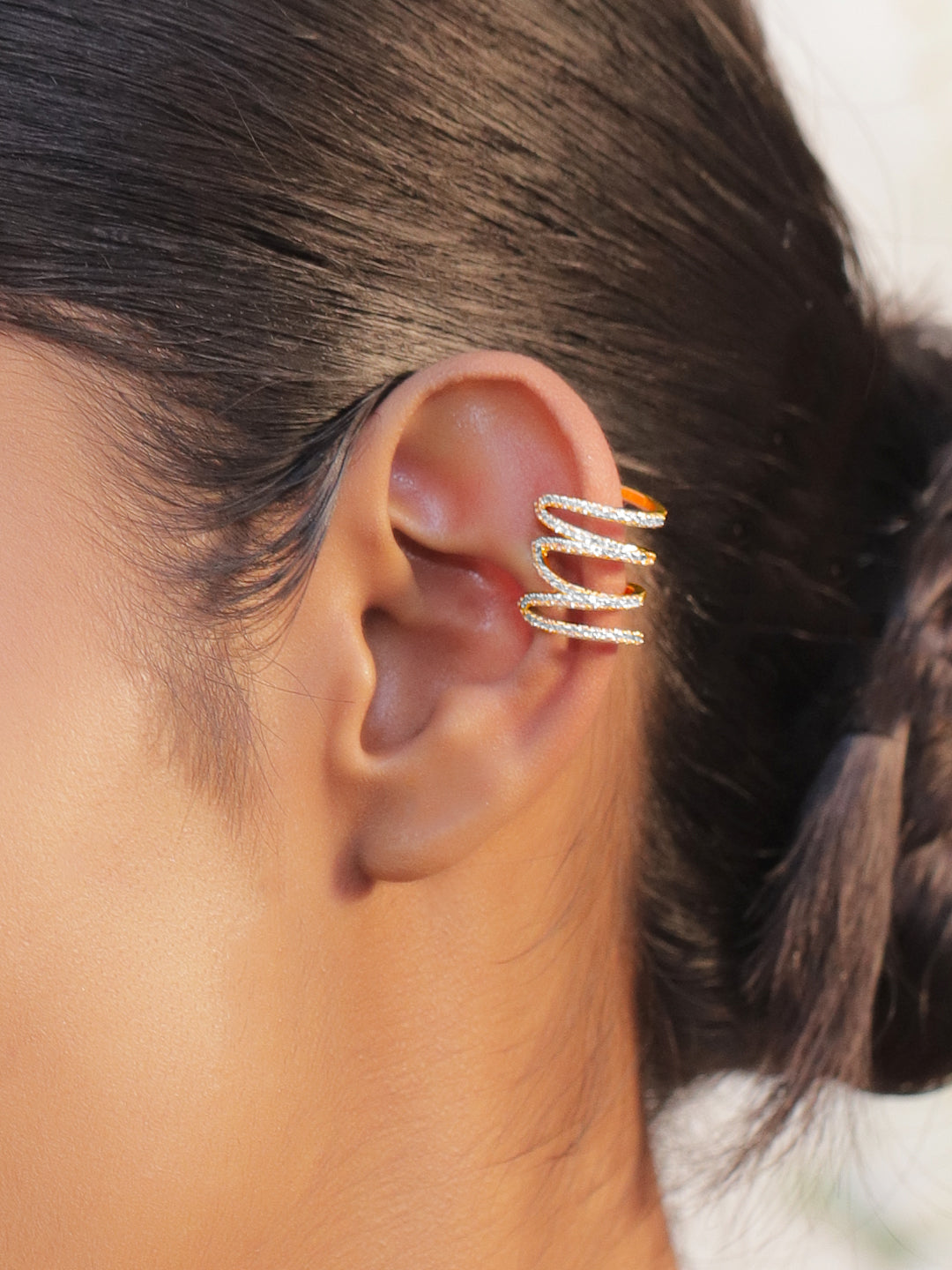 Golden Spiral CZ Shine Ear Cuff