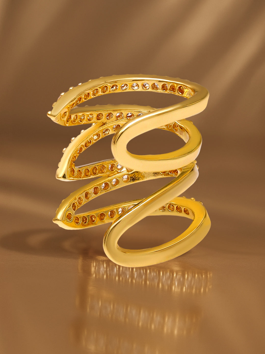 Golden Spiral CZ Shine Ear Cuff