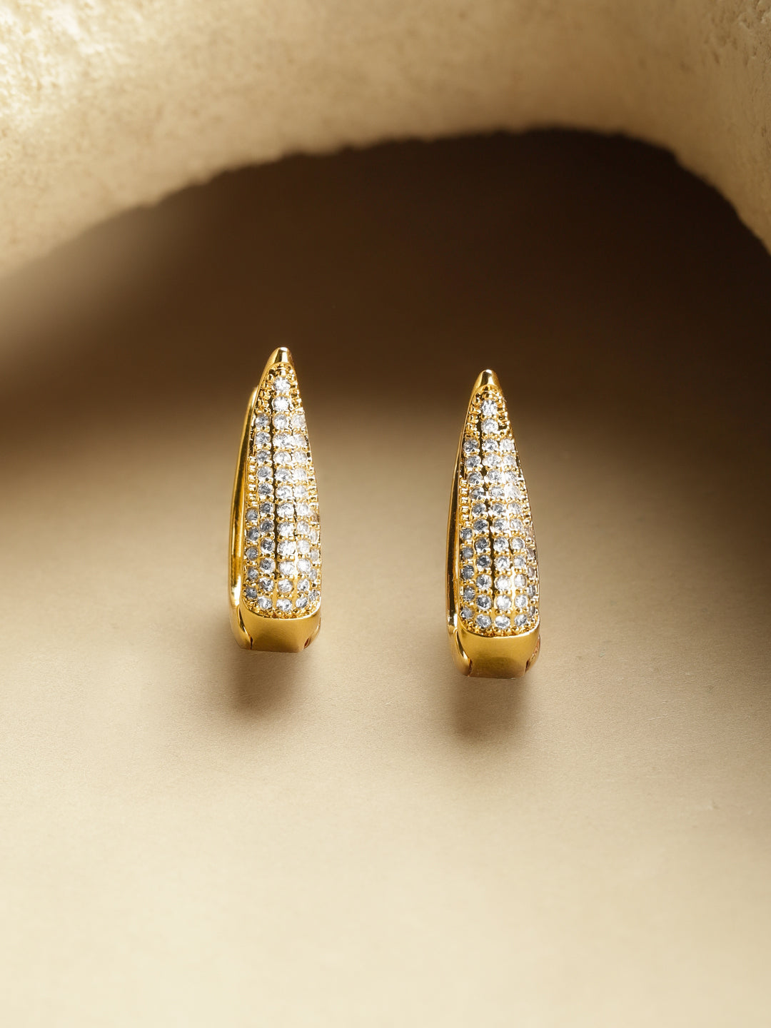Crystal Gold Toned Huggie Earrings