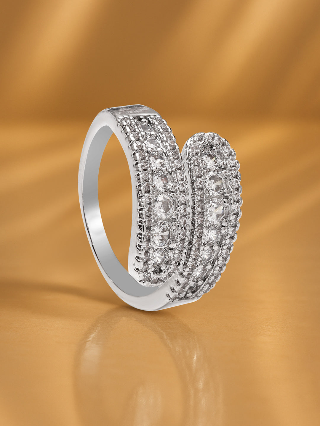 Dual-Band American Diamond Zirconia Ring