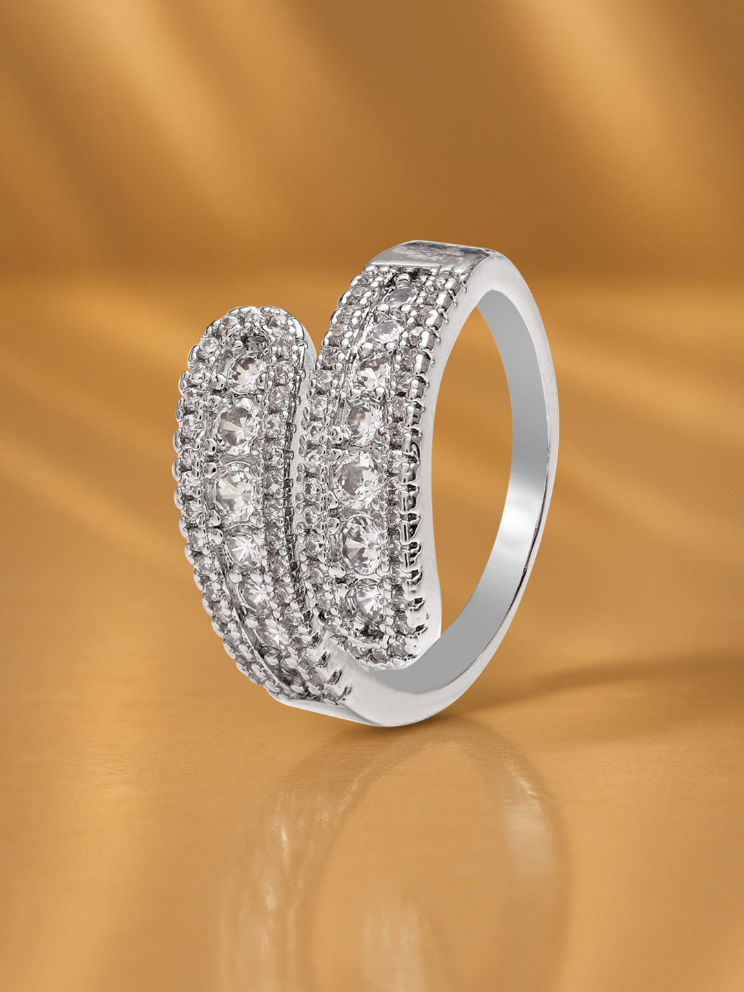 Dual-Band American Diamond Zirconia Ring