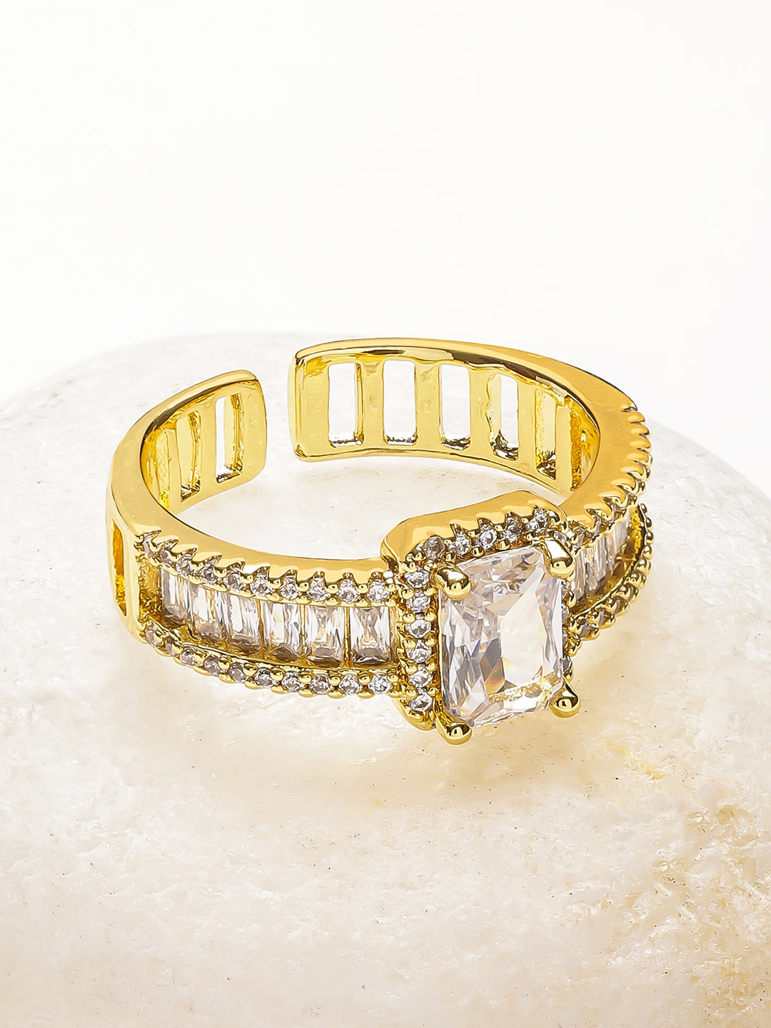 Crystal Studded Gold Toned Ring