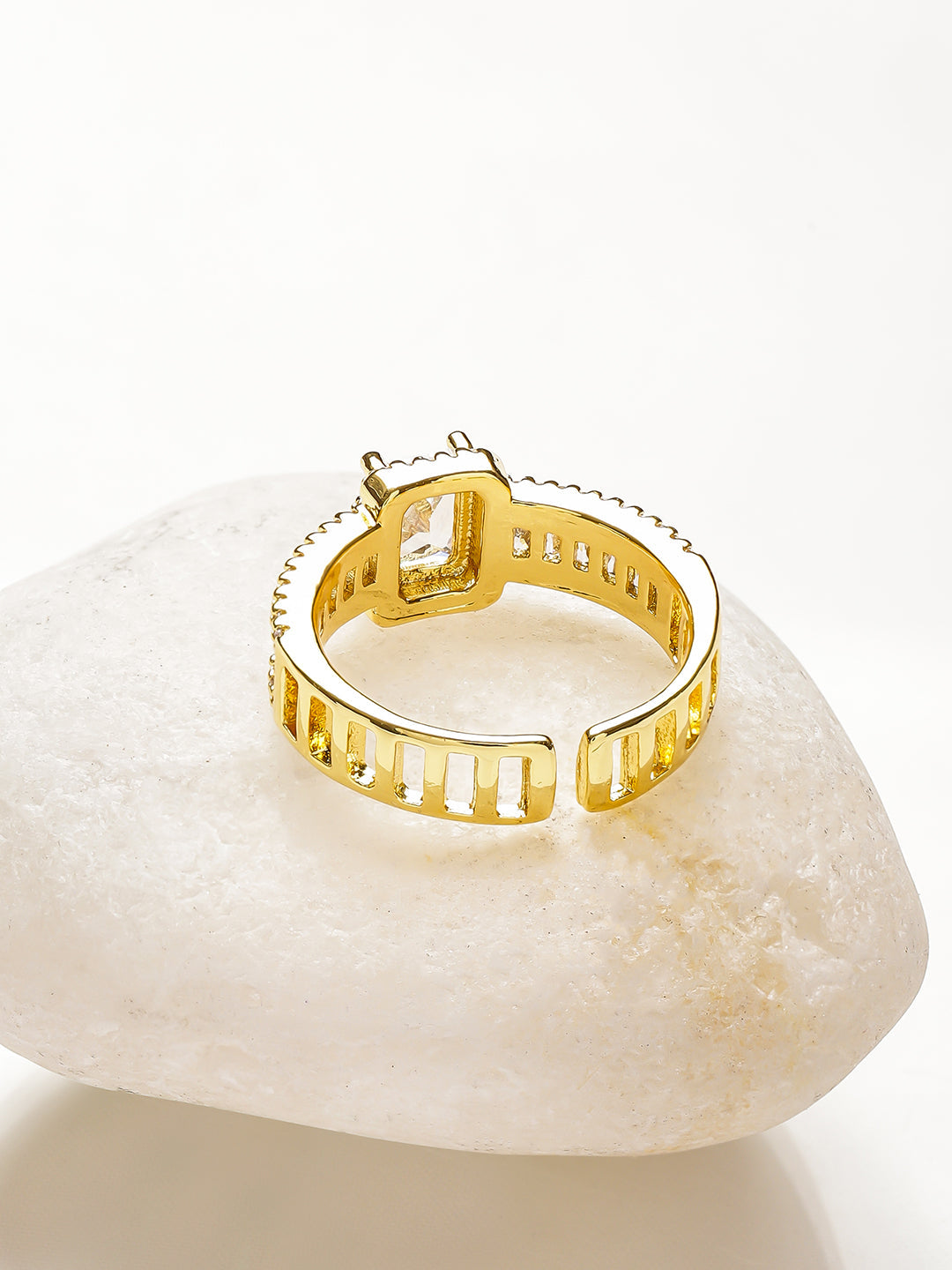 Crystal Studded Gold Toned Ring