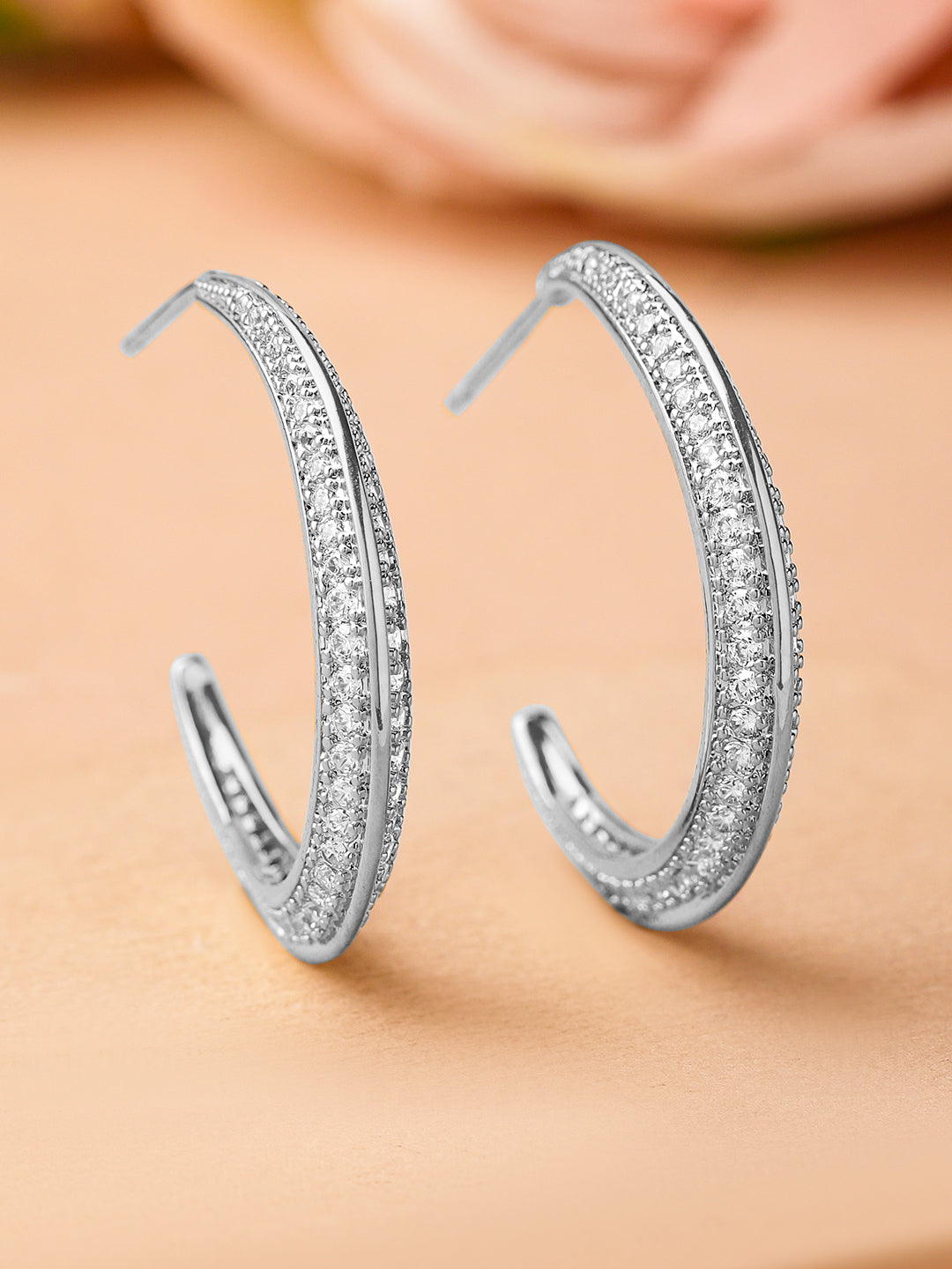 Cubic Zirconia Moonarc Hoop Earrings